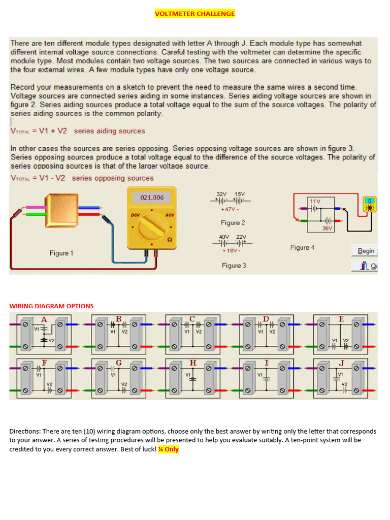 Volt Meter Wiring Diagram Quiz | PDF | Teaching Methods & Materials ...