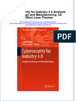 Download textbook Cybersecurity For Industry 4 0 Analysis For Design And Manufacturing 1St Edition Lane Thames ebook all chapter pdf 