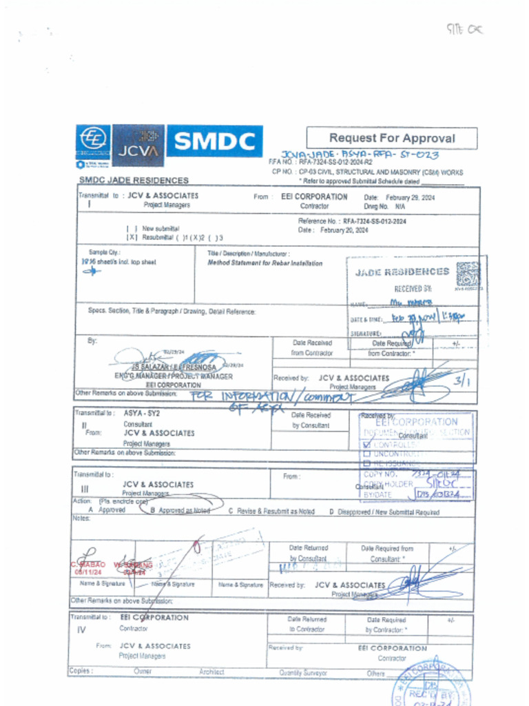 Method Statement For Rebar Installation | PDF
