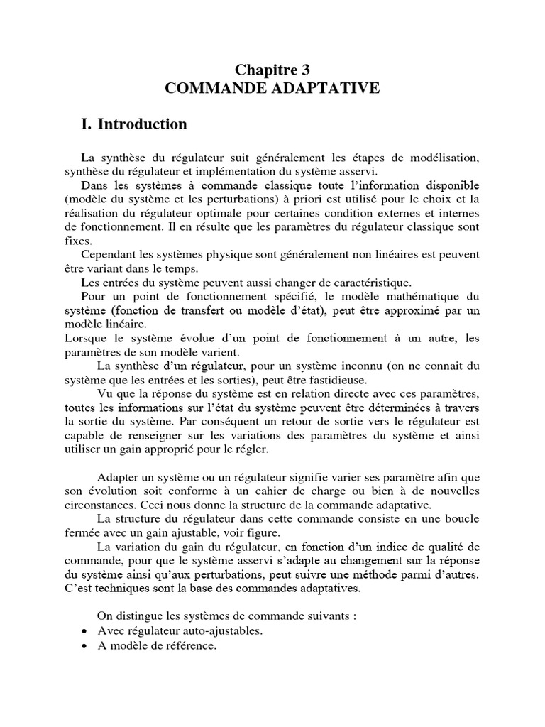 Commande Adaptative et Régulateurs RST | PDF | Régulation | Algorithmes