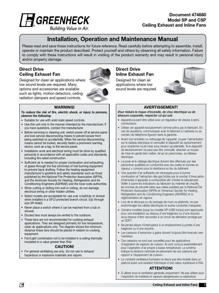 Greenheck - Manual | PDF | Duct (Flow) | Manufactured Goods