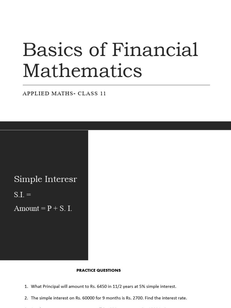 Financial Mathematics Basics and Applications | PDF | Value Added Tax ...