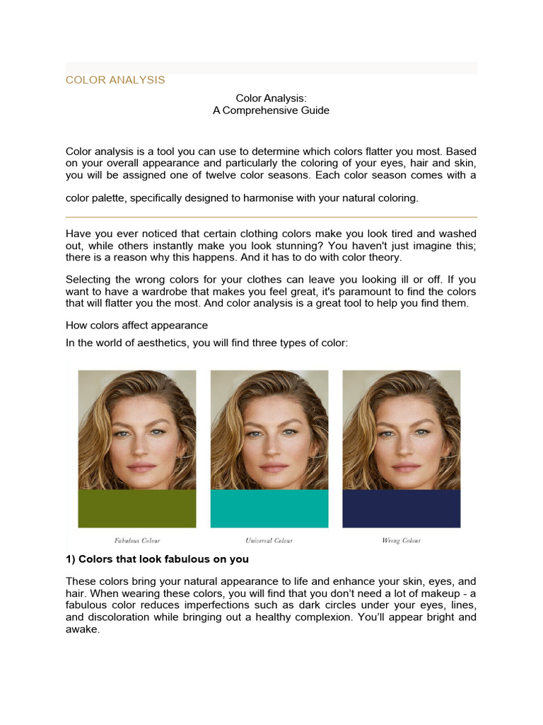 Understanding Seasonal Color Analysis | PDF | Color | Visual System