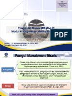 Pengantar Bisnis (EKMA411) Modul 6: Organisasi Dalam Manajemen