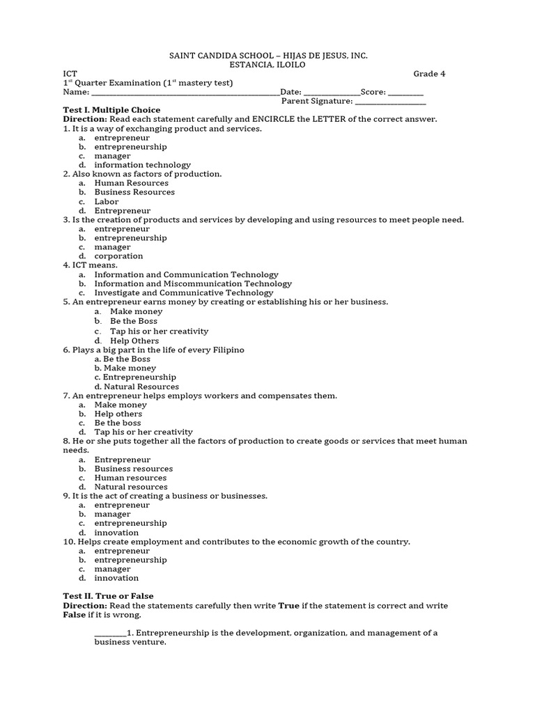Grade 4 first mastery test pdf entrepreneurship factors of