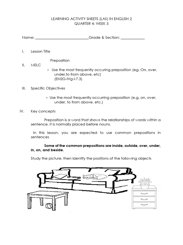 English 2Q4-WK5 | PDF | Preposition And Postposition | Noun