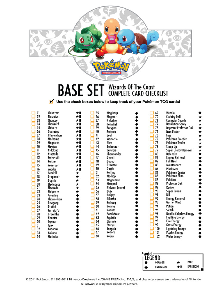 Base Set Checklist | PDF