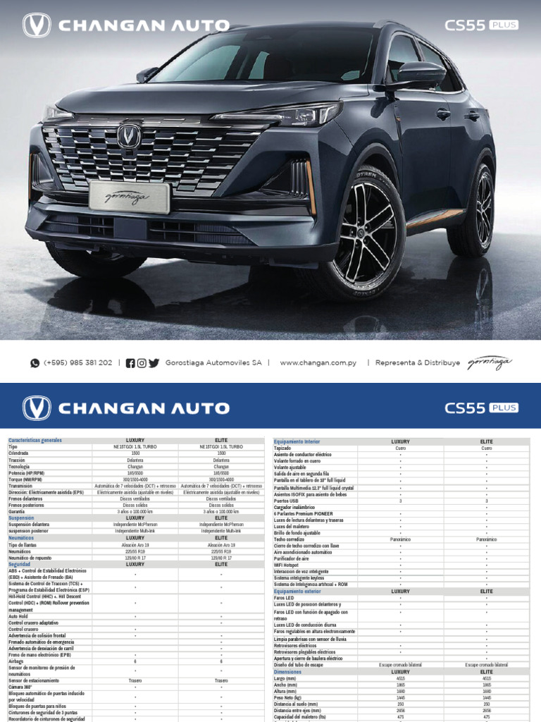 Ficha Técnica Changan CS55 Plus IDD | PDF | Fabricantes de automóviles ...