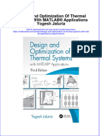 Download pdf Design And Optimization Of Thermal Systems With Matlab Applications Yogesh Jaluria ebook full chapter 