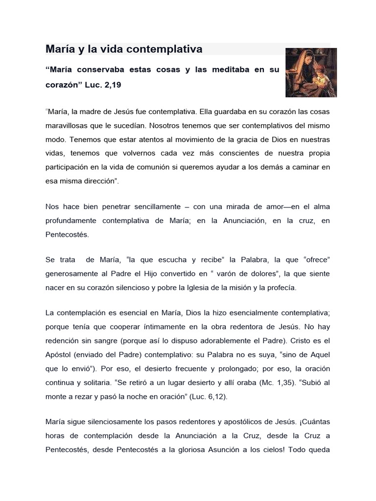 María: Modelo de Contemplación y Servicio | PDF | María, madre de Jesús ...