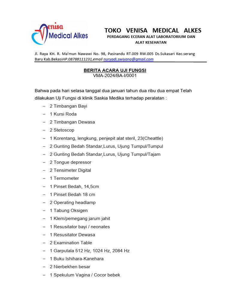 Toko Venisa Medical Alkes (Saskia Medika) | PDF