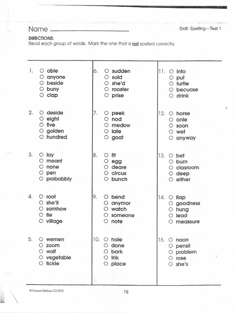 Carson Dellosa Answer Key
