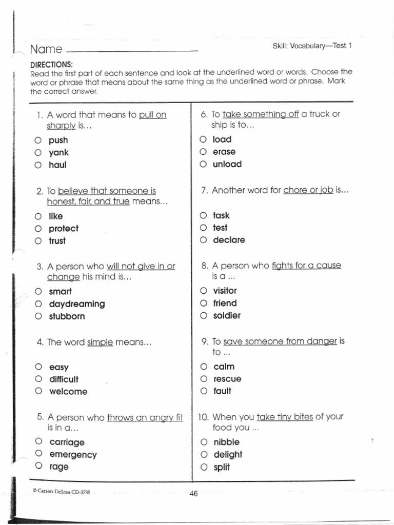 Carson Dellosa Vocabulary | PDF