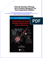 PDF Computational Systems Biology Approaches in Cancer Research 1St Edition Inna Kuperstein Editor Ebook Full Chapter
