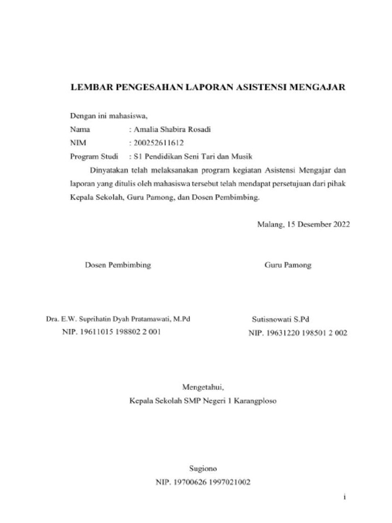 Lembar Pengesahan | PDF