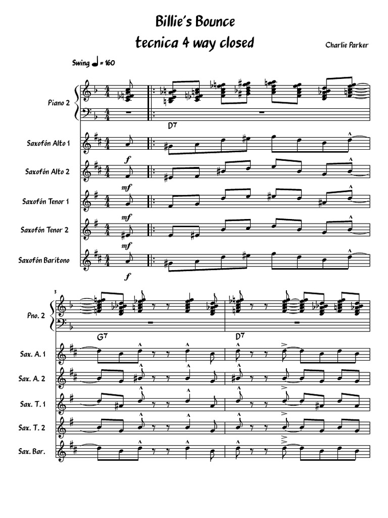 Charlie Parker Billies Bounce Pdf Jazz