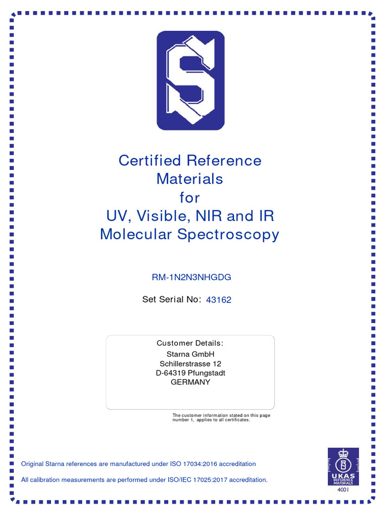 Certified Reference Materials for Spectroscopy | PDF | Metrology ...