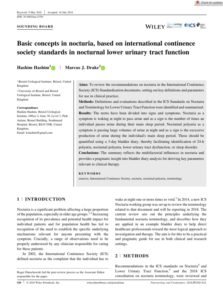 Neurourology and urodynamics 2018 hashim basic concepts in