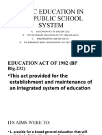 Basic Education in The Public School System