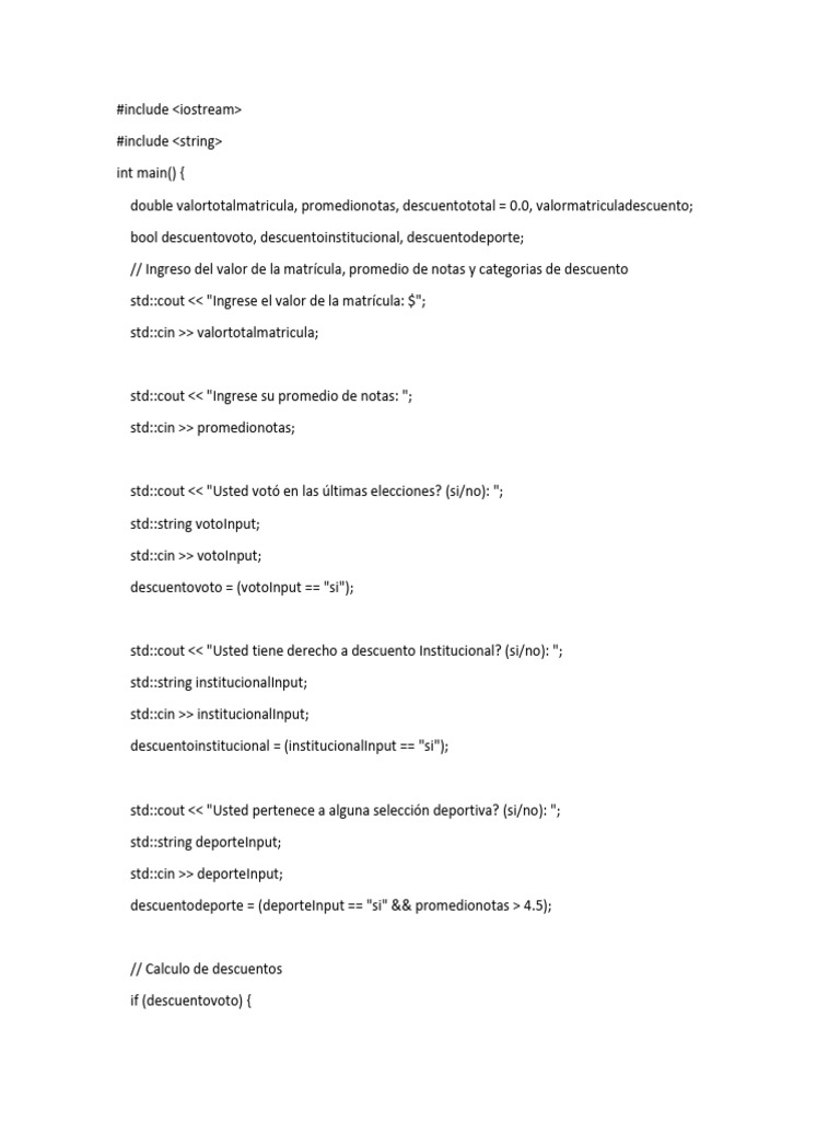 Codigo Matricula Corregido en C++ | PDF