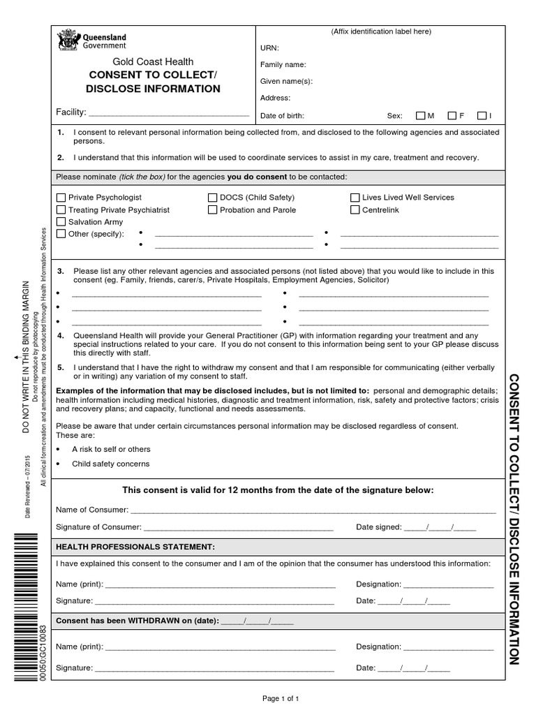 Consent Form for Information Disclosure | PDF | Informed Consent | Consent