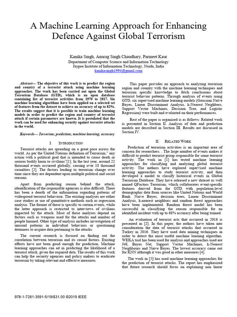 A Machine Learning Approach For Enhancing Defence Against Global ...