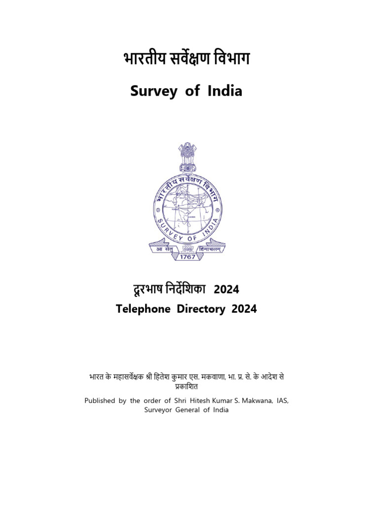 Telephone Directory 2024 - Survey of India | PDF | Geographic Data And ...