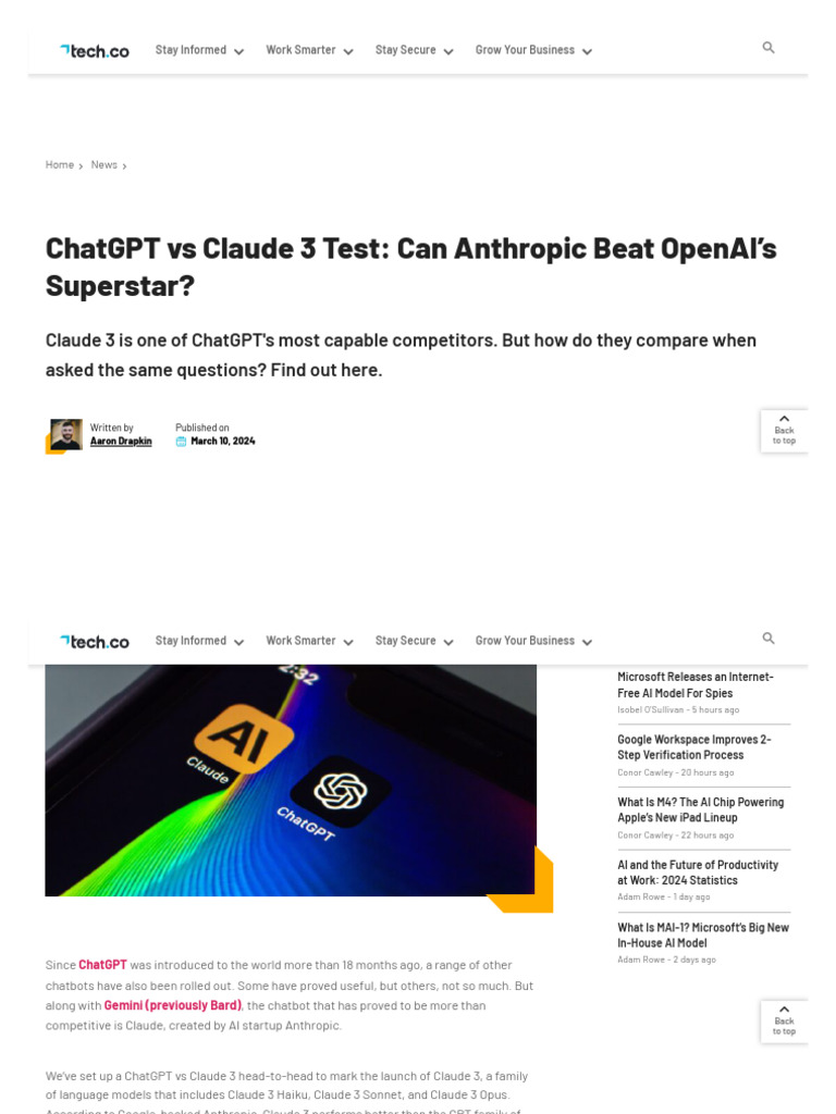 Chatgpt Vs Claude 3 Test Anthropic Takes On Openai Pdf