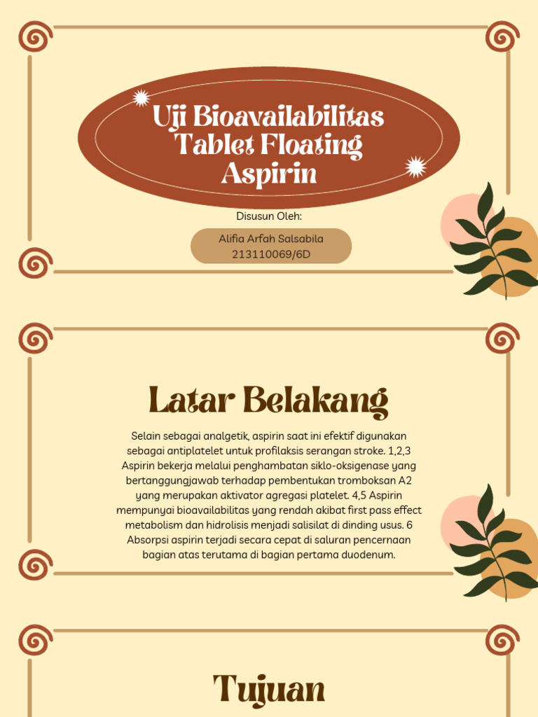Bioavailabilitas Tablet Floating Aspirin | PDF