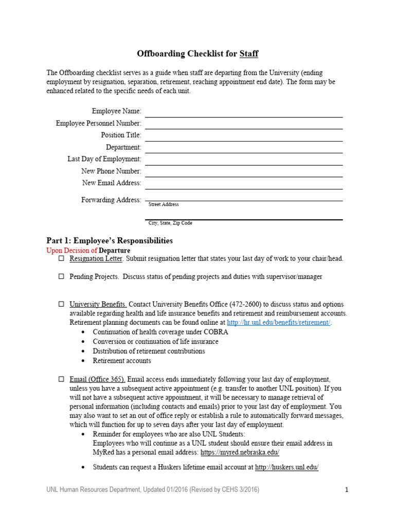 University Staff Offboarding Checklist | PDF | Microsoft Outlook ...