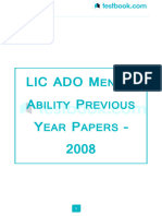 Lic Ado Mental Ability Previous Year Papers - 2008 - Final Be215591