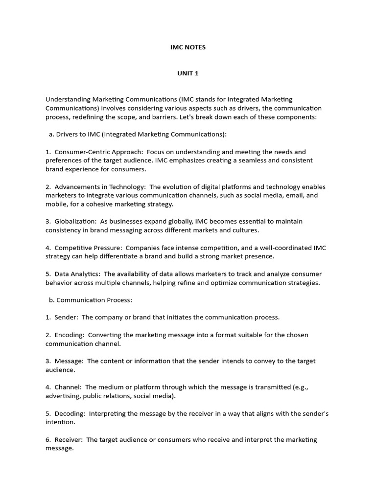 Imc Notes | PDF | Marketing Communications | Advertising