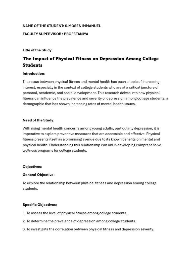 Physical Fitness and Depression in College Students | PDF | Physical ...