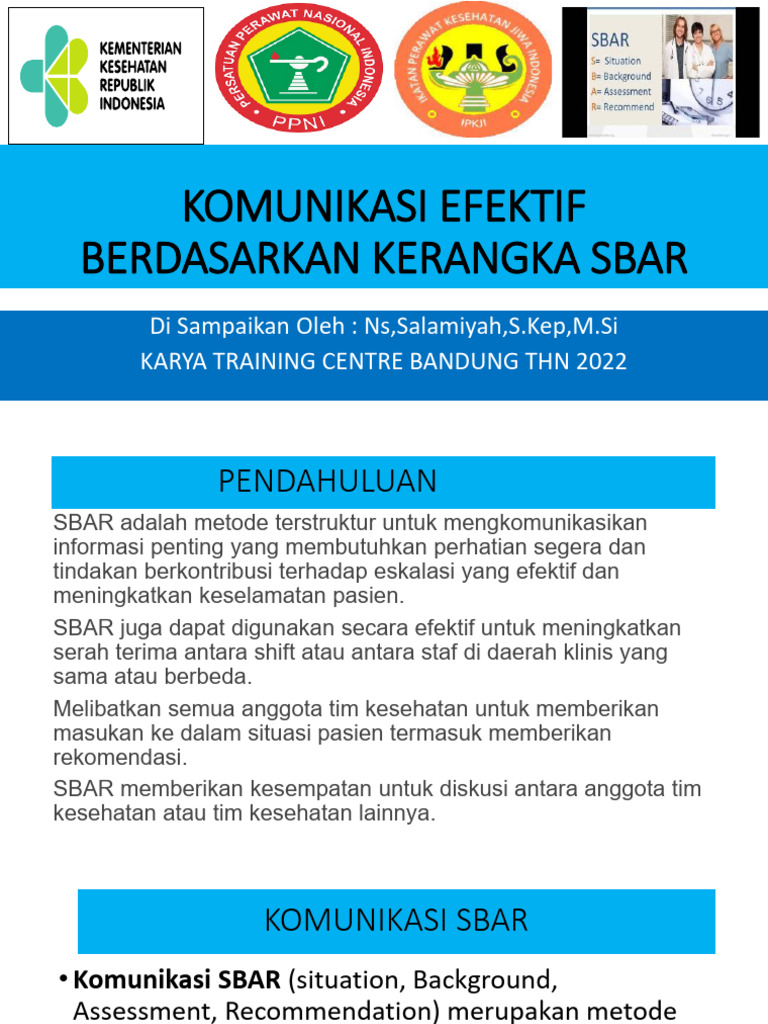 Komunikasi Efektif dengan Metode SBAR | PDF