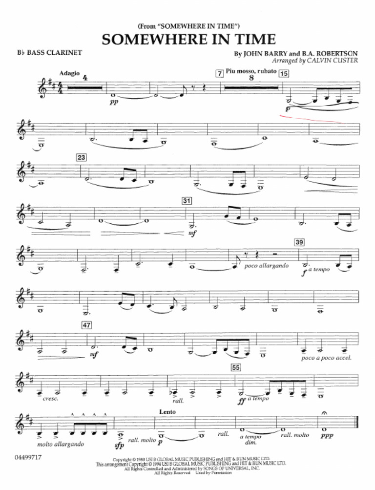 20232E 04 - Somewhere - in - Time - Bass - Clarinet | PDF