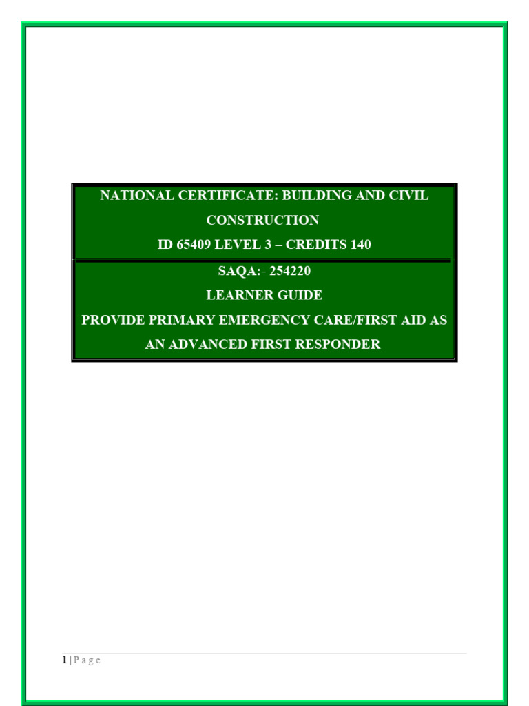 Learner guide pdf cardiopulmonary resuscitation emergency management