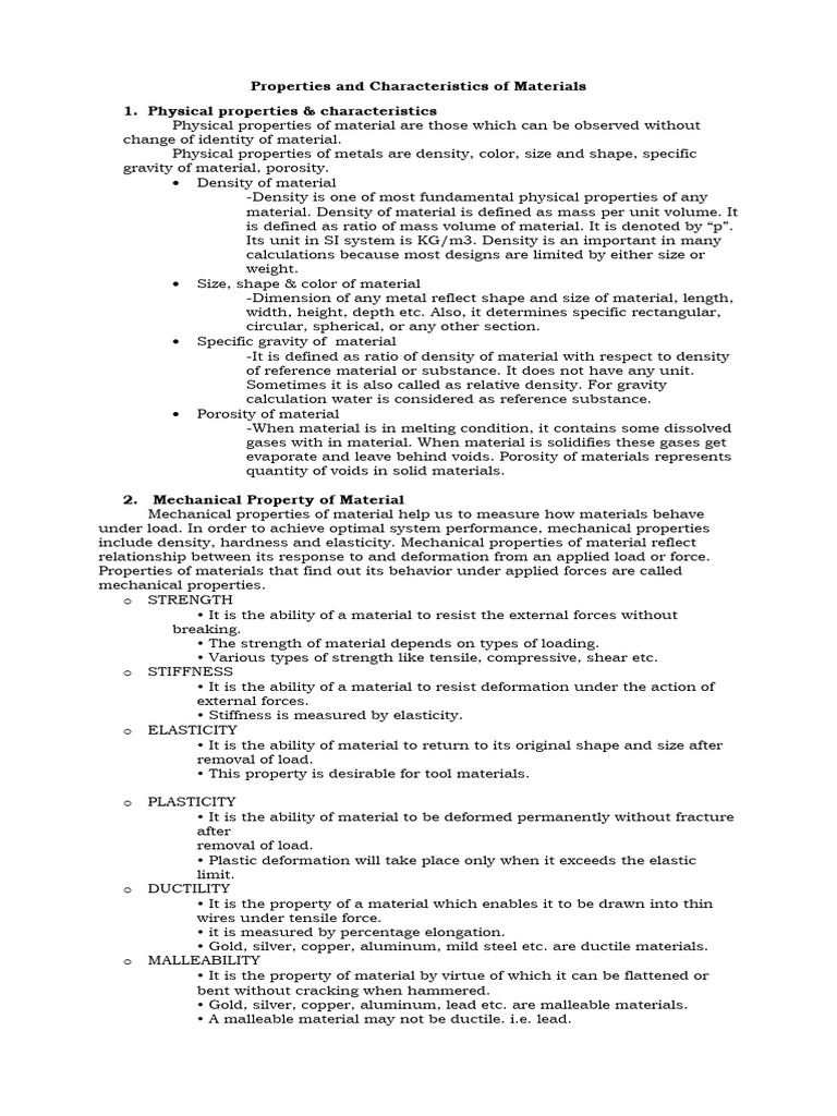 Key Properties of Engineering Materials | PDF | Ductility | Electrical ...