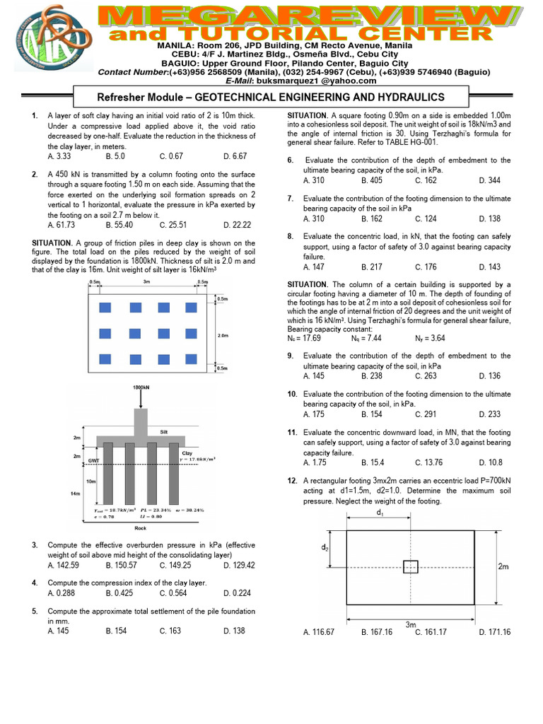 Geotechnical Engineering Problem Set | PDF | Civil Engineering | Earth ...