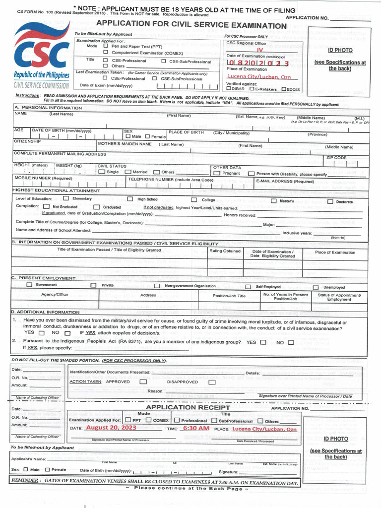 Cs form no 100 revised september 2016 for august 2023 pdf