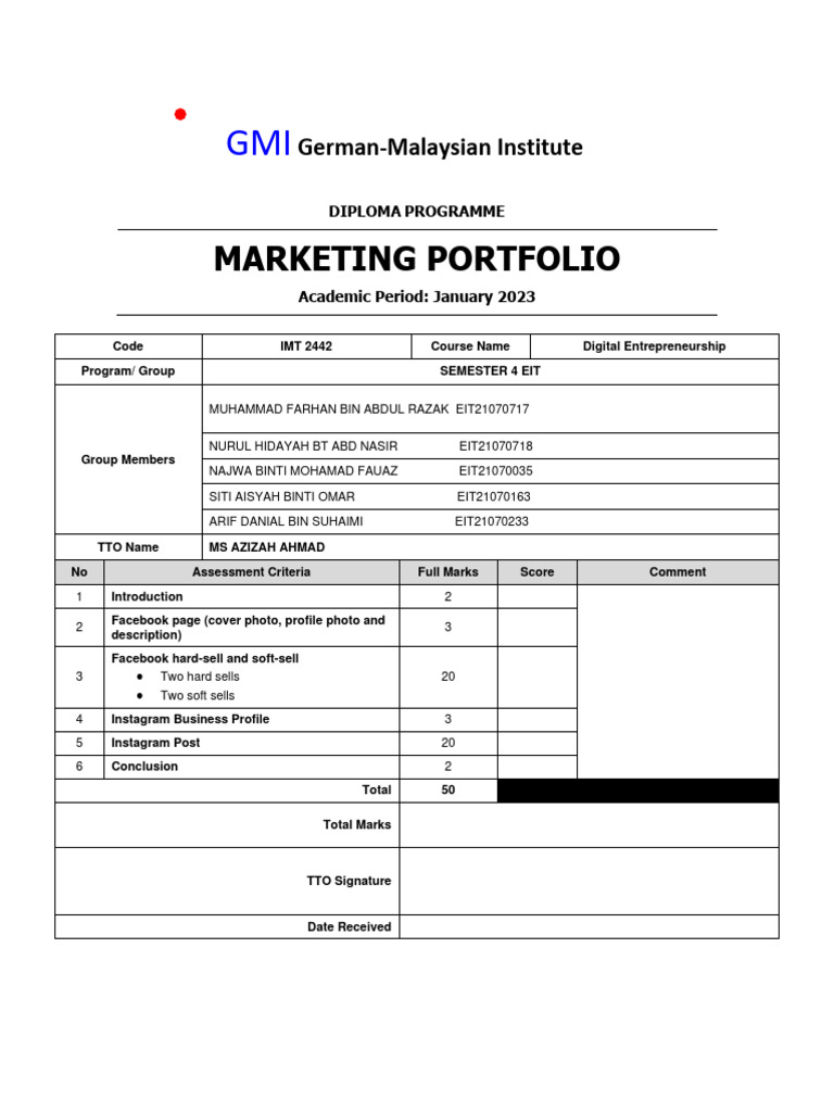 Sample Marketing Portfolio