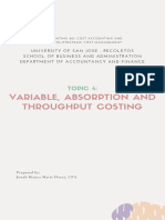 Topic Outline For Topic 4 Variable, Absorption and Throughput Costing