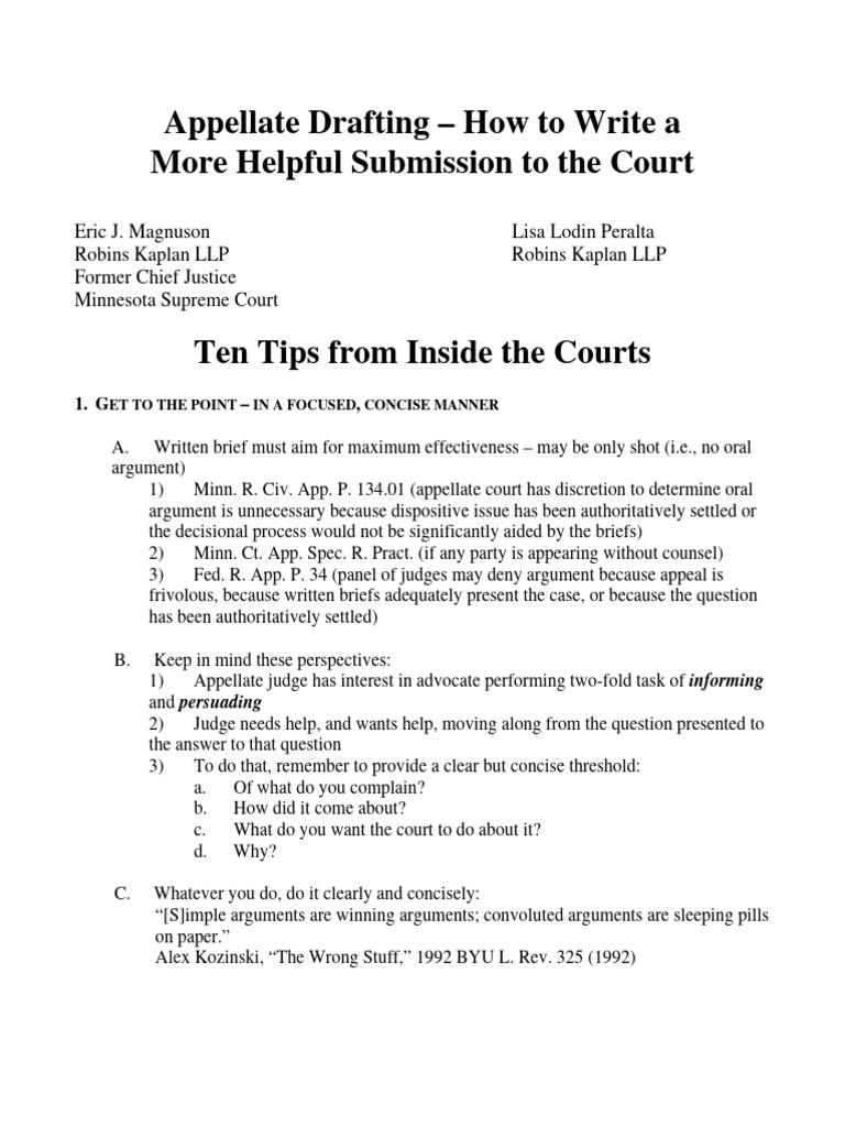 Tips for Effective Appellate Briefs | PDF | Appeal | Brief (Law)