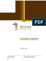 BCEAO - Situation de La Microfinance Dans l'UMOA À Fin Mars 2022