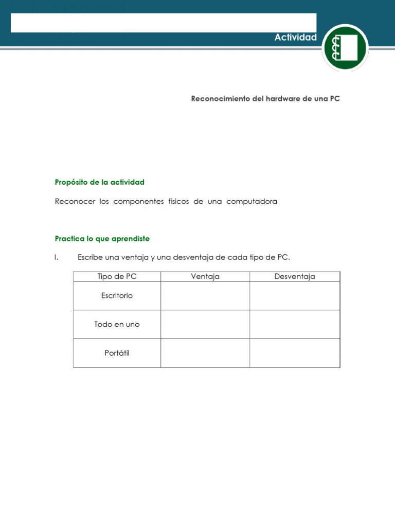 ACTIVIDAD-1A-Reconocimiento Del HW de Una PC | PDF | Hardware de la ...