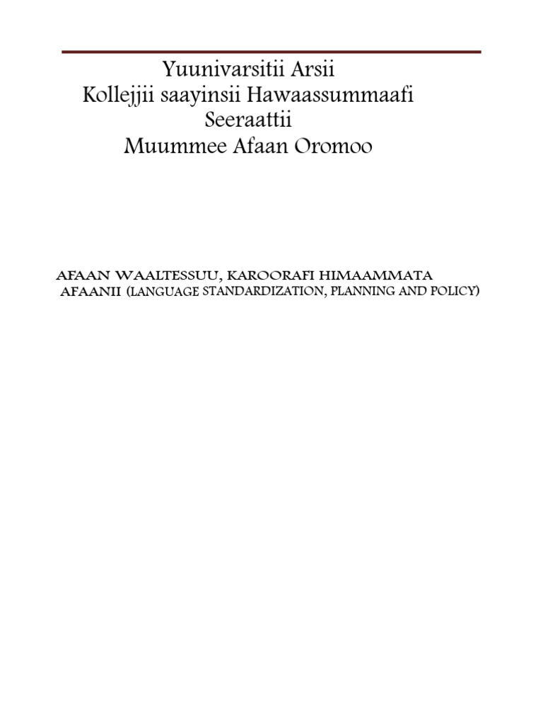Afan Oromo Standardization | PDF