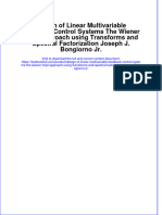 Design of Linear Multivariable Feedback Control Systems The Wiener Hopf Approach Using Transforms and Spectral Factorization Joseph J. Bongiorno JR