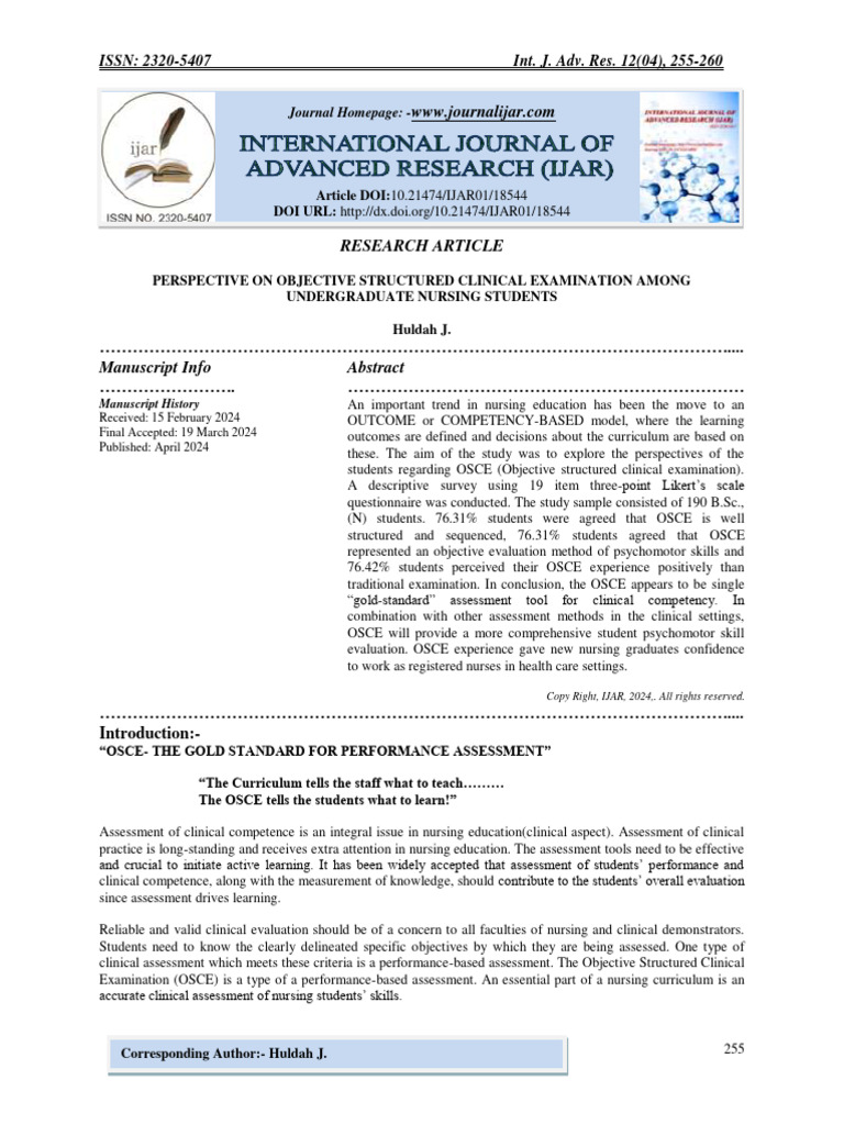 OBJECTIVE STRUCTURED CLINICAL EXAMINATION IN NURSING EDUCATION intelligence overview