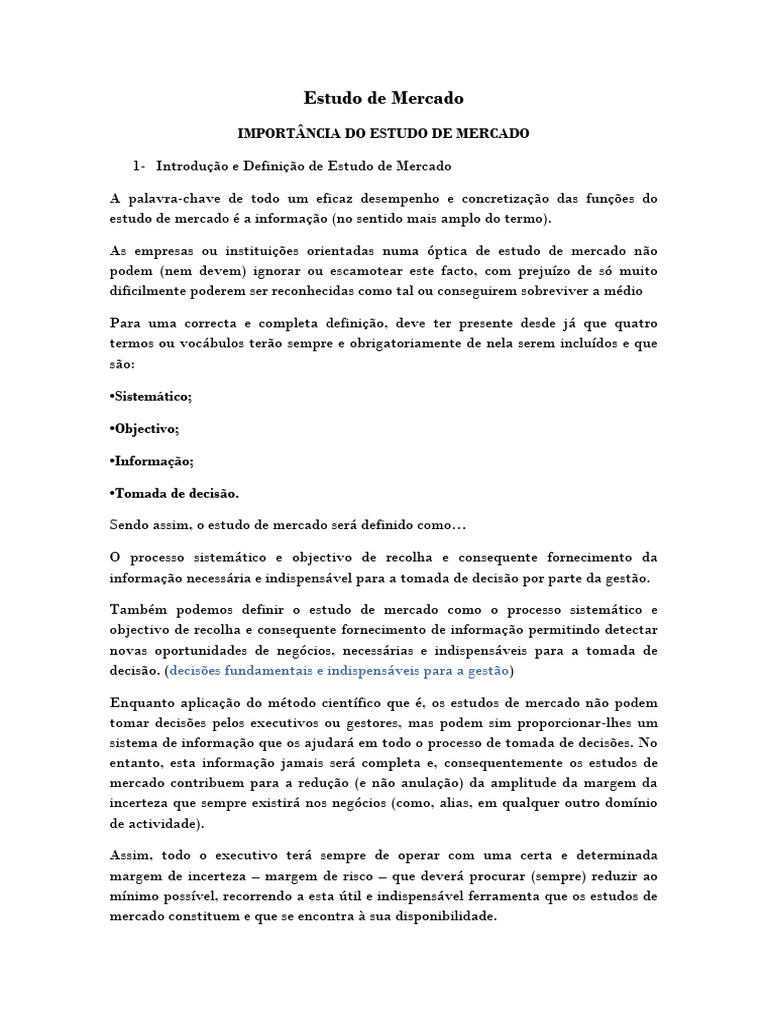 MATERIAL DE ESTUDO DE MERCADO 2024 - Actulizado | PDF | Pesquisa ...