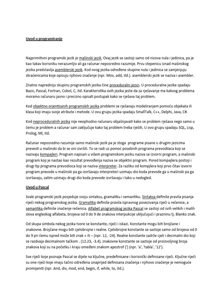 Uvod U Programiranje | PDF