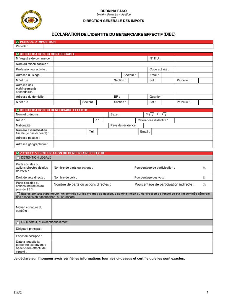 Déclaration d'identité bénéficiaire effectif | PDF | Impôts